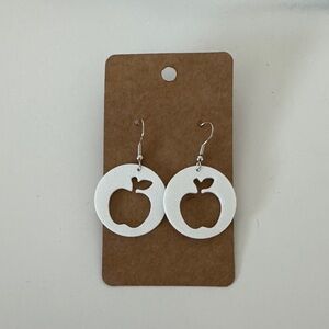 White Apple Cutout Earrings
